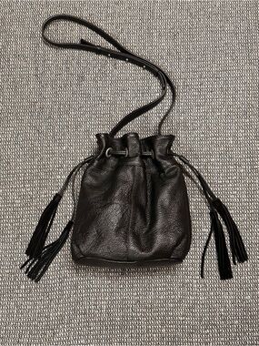 American Eagle Outfitters Black Leather Bucket Hobo Purse Bag